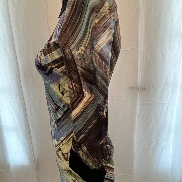 Ted Baker Dress Size 0 Abstract design 3/4 sleeve dress - Picture 3 of 12